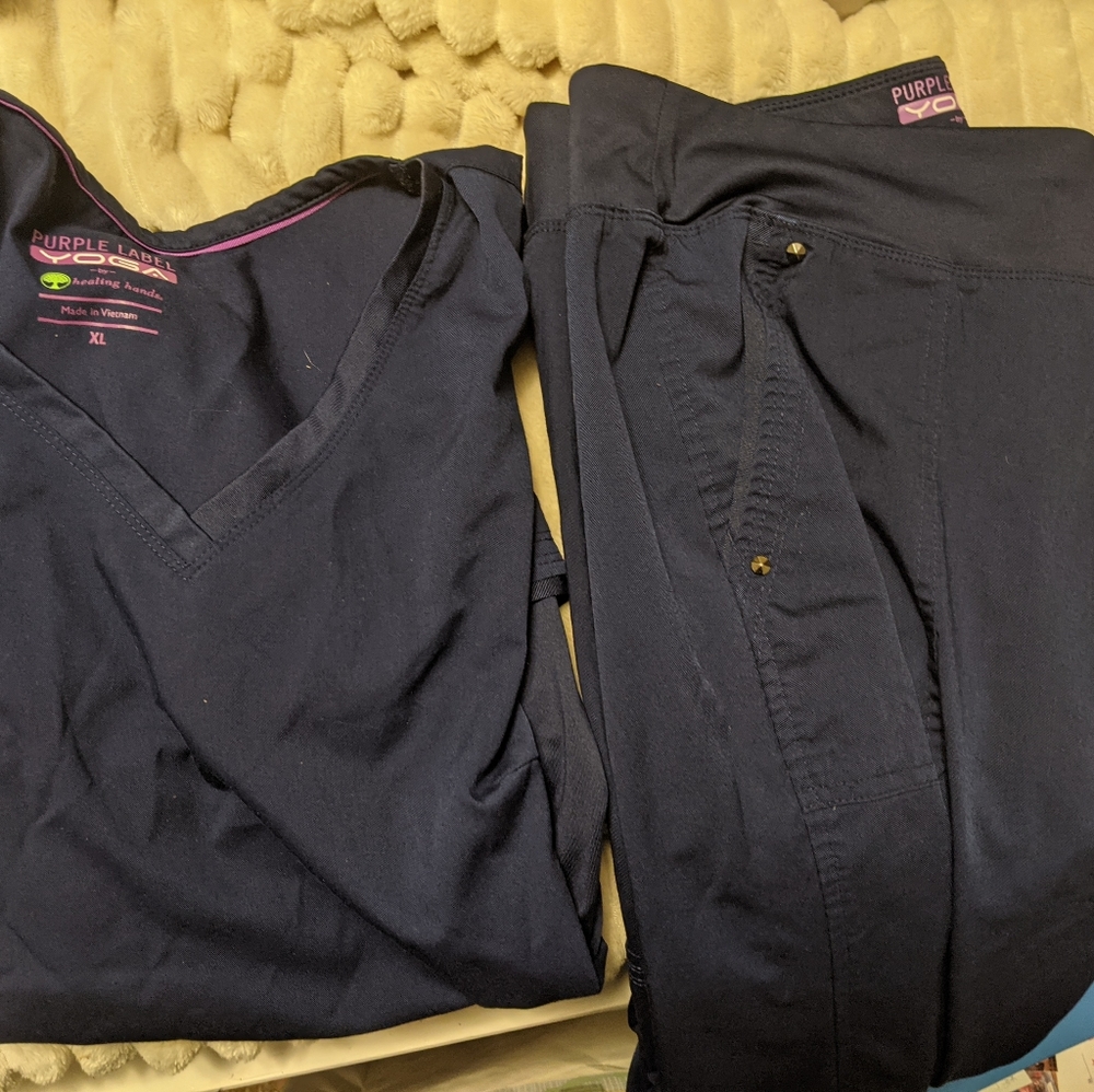 Healing hands purple label navy scrub set